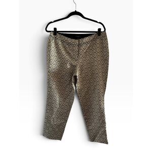 Talbots Signature Black and Gold Metallic Jacquard Ankle Pants